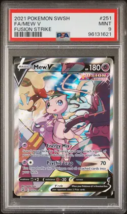 2021 POKEMON SWORD & SHIELD FUSION STRIKE #251 FULL ART/MEW V PSA 9 - Image 1