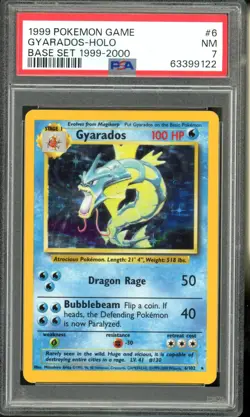 1999 Pokemon Base Set 6/102 Gyarados Holo PSA 7 1999-2000 4th Print - Image 1