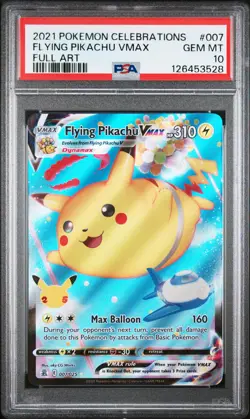 2021 POKEMON CELEBRATIONS #007 FULL ART/FLYING PIKACHU VMAX PSA 10 - Image 1