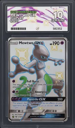 Pokemon Mewtwo GX SV59/SV94 Full Art Hidden Fates Perfect ACE 10 - Image 1