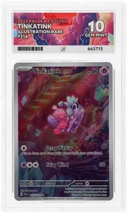 Pokemon ACE 10 GEM MINT Paldea Evolved Illustration Rare 216/193 - Tinkatink - Image 1