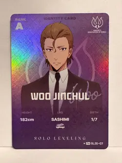 Solo Leveling Woo Jinchul PM SL2E-07 Rank A Identity Card Holo NM - Image 1