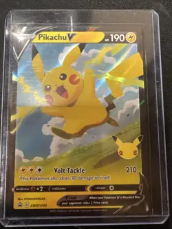 Pikachu V Celebrations Black Star SWSH143 Promo Pokemon Card NM - Image 1
