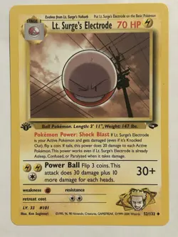 Pokemon TCG Lt. Surge's Electrode Gym Challenge 52/132 1st Edition Uncommon Card - Image 1