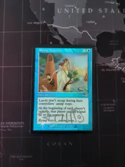 FOIL Rising Waters - Nemesis - NM - SIGNED - MTG - Image 1