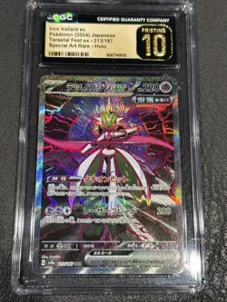 CGC Pristine 10 Iron Valiant ex 213/187 SAR Terastal Festival ex sv8a Pokemon - Image 1