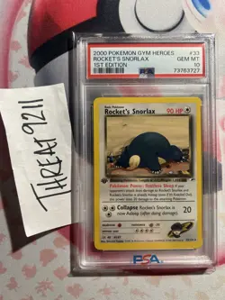 *POP 79* Pokemon - Gym Heroes Rocket's Snorlax 33/132 First Edition PSA 10 - Image 1