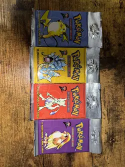 Pokemon Base Set 2 Long Crimp Booster Pack Sealed Full Set of 4 all Heavies - Image 1