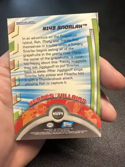 2000 Topps Pokemon TV Animation Series 3 Heroes & Villains Snorlax #HV14 - Image 2