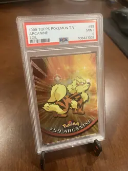 1999 Topps Pokemon TV #59 Arcanine Foil Black Logo PSA 9 MT - Image 1