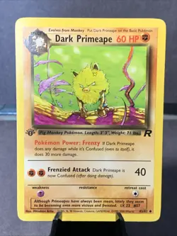 Pokemon TCG Dark Primeape Uncommon Team Rocket #43/82 1st Edition WOTC VTG 2000 - Image 1