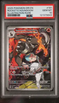 2025 POKEMON DRI EN-DESTINED RIVALS #191 TEAM ROCKET'S HOUNDOOM PSA 10 - Image 1