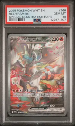 2025 POKEMON WHT EN-WHITE FLARE SPECIAL ILLUSTRATION RARE RESHIRAM EX PSA 10 - Image 1