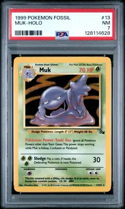 1999 POKEMON FOSSIL #13 MUK-HOLO PSA 7 - Image 1