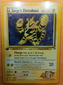 Lt. Surge's Electabuzz Gym Heroes 1st Edition 027/132 Pokemon NM+ - Image 1