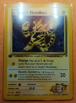 Lt. Surge's Electabuzz Gym Heroes 1st Edition 027/132 Pokemon NM+ - Image 3