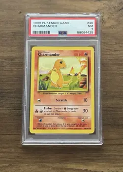 1999 Pokemon Base Set Unlimited Charmander #46 PSA 7 NM - Image 1