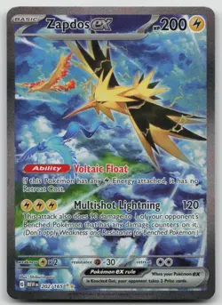 Pokemon TCG Zapdos ex 202/165 Sv: Scarlet & Violet 151 Holo LP - Image 1