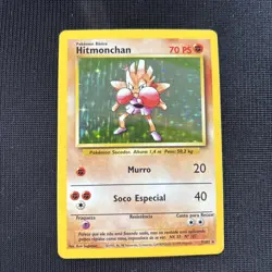 Hitmonchan Pokemon Base Set 1999 Unlimited Holo Card 7/102 - PORTUGUESE LP/MP - Image 1