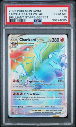 PSA 10 Charizard VSTAR 174/172 Brilliant Stars Secret Rare Pokemon Card - Image 1