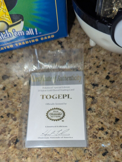 1999 Pokemon Togepi 23k Gold Plated Card Pokeball Box Burger King In Box VNT A2 - Image 5