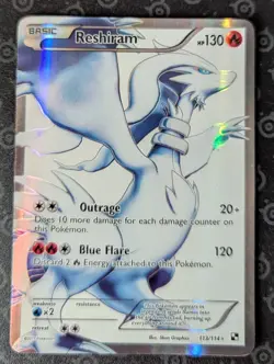 LP! Pokemon Card - Reshiram 113/114 Black & White Full Art Holo Rare - Image 1