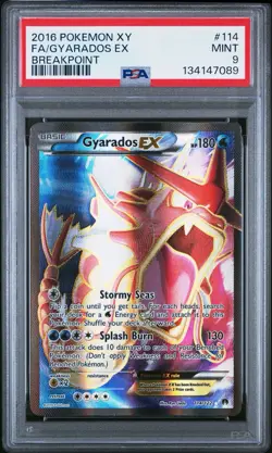 2016 Pokemon XY Breakpoint Full Art Gyarados EX 114/122 #114 PSA 9 - Image 1