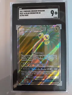 2017 POKEMON S&M CRIMSON INVASION FULL ART ALOLAN EXEGGUTOR GX SGC 9 MT Graded - Image 1