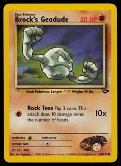 Brock's Geodude - 68/132 - Pokemon Card Gym Challenge Common - NM - Image 1