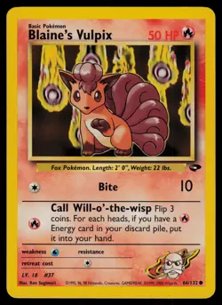 Blaine's Vulpix - 66/132 - Pokemon Card Gym Challenge Common - NM - Image 1