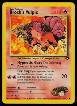 Brock's Vulpix - 37/132 - Pokemon Card Gym Challenge Uncommon - NM - Image 1