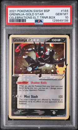 2021 POKEMON SWSH BLACK STAR PROMO #144 GRENINJA-GOLD STAR PSA 10 - Image 1