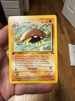 Pokemon TCG Kabuto Fossil 1st Edition Common Card 50/62 (#4 Listing) - Image 1
