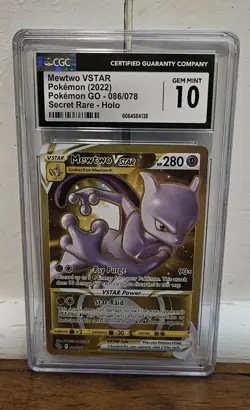 2022 Pokemon GO Mewtwo VSTAR Full Art Gold Secret Rare #086/078 CGC 10 - Image 1