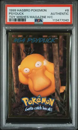 Psyduck Pokemon Card Hasbro Toy Wishes Magazine 1999 Foil Hand Cut AUTHENTIC - Image 1