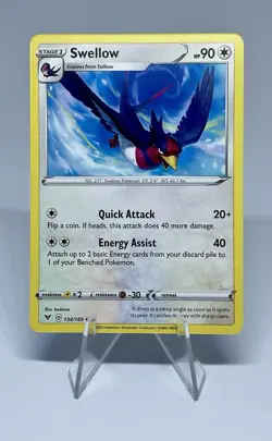 Pokemon TCG Sword & Shield Vivid Voltage Uncommon Card 134/185 Swallow NM - Image 1