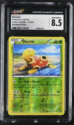 CGC 8.5 Shuckle 2016 Fates Collide 1/124 Reverse Holo Pokemon Card - Image 1