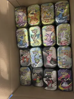Pokemon Lot Of 93 Empty Mini Tin•Prismatic/Mega/With Insert+coin/sticker - Image 1