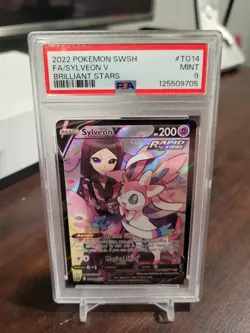 2022 POKEMON SWORD & SHIELD BRILLIANT STARS #TG14 FULL ART/SYLVEON V PSA 9 - Image 1
