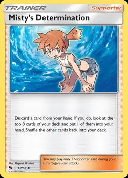 Pokemon Misty's Determination (62/70) Hidden Fates LP REVERSE HOLO - Image 1