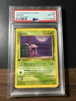 1999 Pokemon Fossil #48 Grimer 1st Edition PSA 8 NM-MT - Image 1