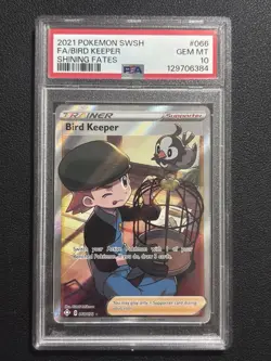 Pokemon TCG Shining Fates Trainer Bird Keeper 066/072 Full Art PSA 10 Gem Mint - Image 1