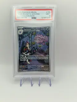 Pokemon TCG Destined Rivals Team Rockets Weezing PSA 9 199/182 Illustration Rare - Image 1