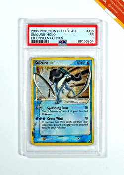 Pokemon PSA 1 Suicune Gold Star #115 Holo Ex Unseen Forces 2005 English - Image 1