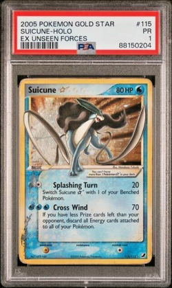 Pokemon PSA 1 Suicune Gold Star #115 Holo Ex Unseen Forces 2005 English - Image 2