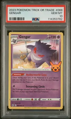 PSA 10 Gengar 066/196 2023 Trick or Trade Holo Low Pop - GEM MINT Pokemon TCG - Image 1