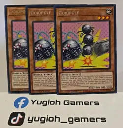 YUGIOH GOKIPOLE X3 RARE LIGHT PLAYED GRCR 1ST EDITION - Image 1