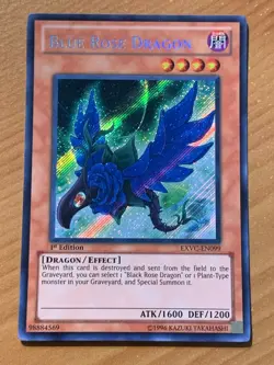 yugioh Blue Rose Dragon EXVC-EN099 1st Edition Secret Rare Near Mint - Image 1