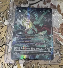 Digimon Card Game Justimon: Blitz Arm Ace BT19-064 SR Alt Art Special Booster - Image 1