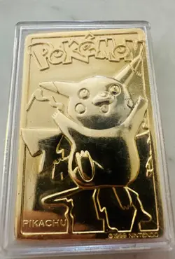 Pokemon 23 karat GoldPlated Trading Card 25 PIKACHU Burger King 1999 collectible - Image 1